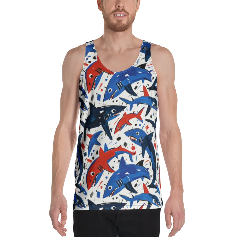 Shark Attack Abstract on Men's Tank Top — Front
