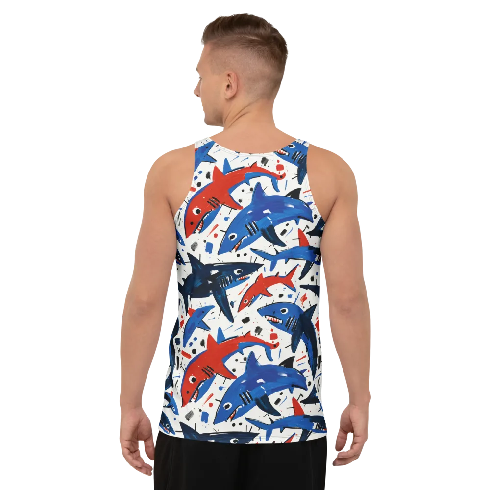 Shark Attack Abstract on Men's Tank Top — Back