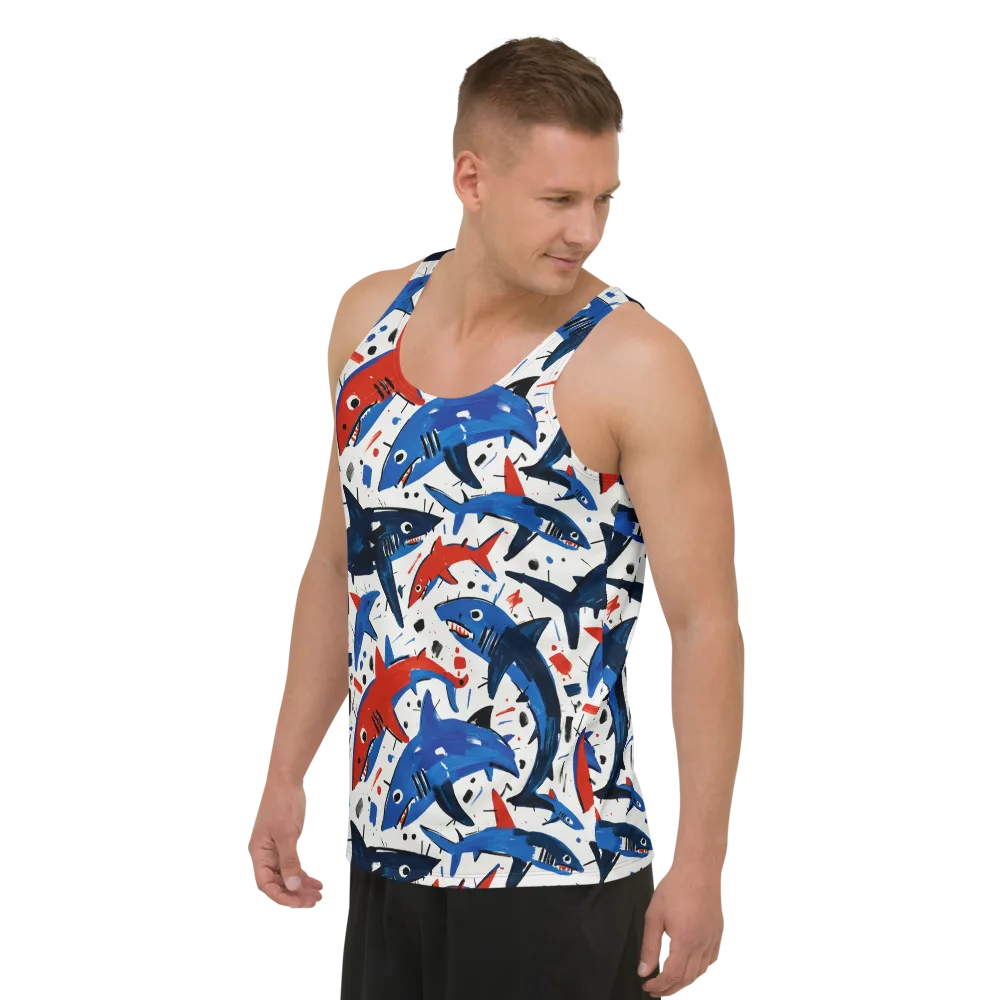 Shark Attack Abstract on Men's Tank Top — Left Front
