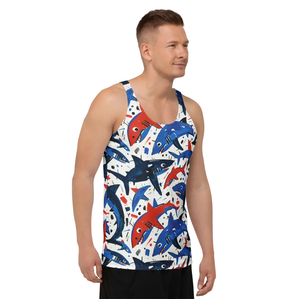 Shark Attack Abstract on Men's Tank Top — Right Front