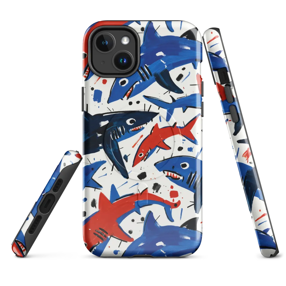 Shark Attack Abstract on MagSafe Tough Case for iPhone® — Front