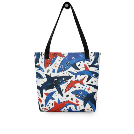 Shark Attack Abstract on a Tote Bag