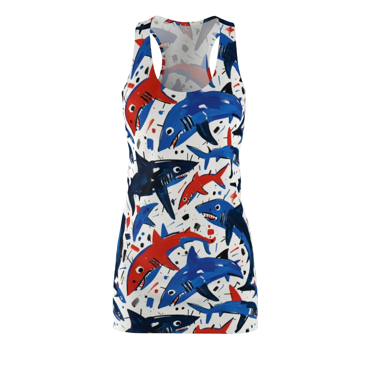 Shark Attack Abstract on Racerback Dress — Front