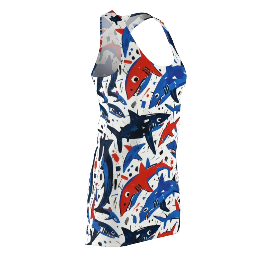 Shark Attack Abstract on Racerback Dress — Front Side