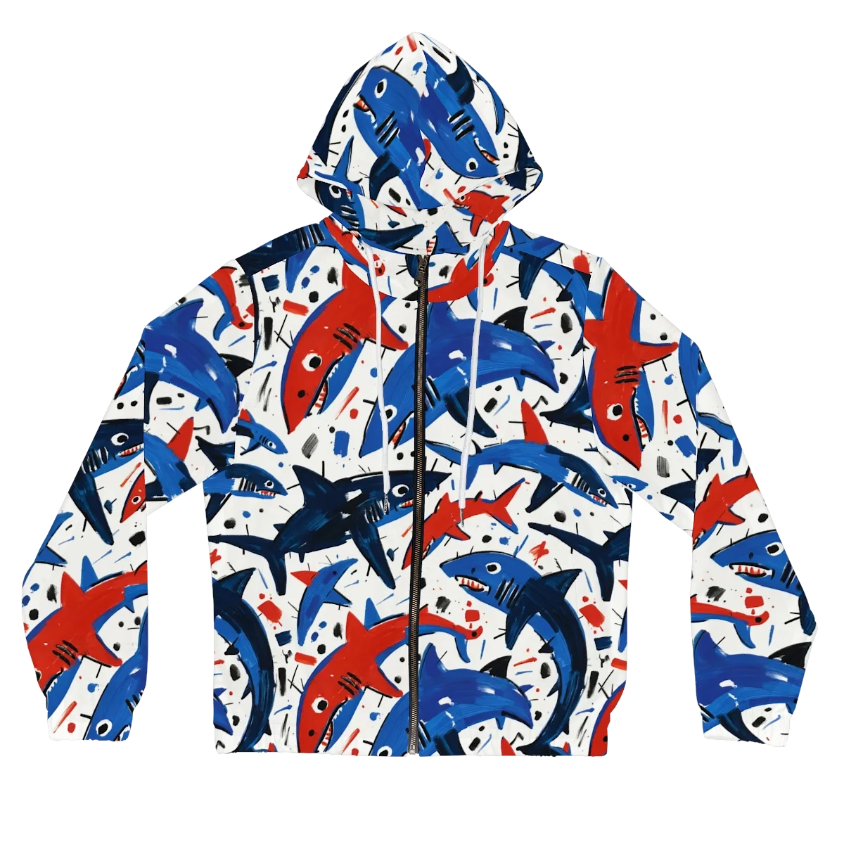 Shark Attack Abstract on Women's Full-Zip Hoodie — Front