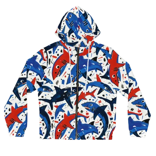 Shark Attack Abstract on a Women's Full-Zip Hoodie