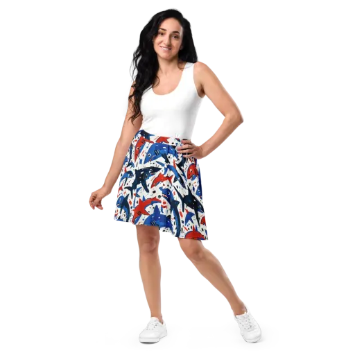 Shark Attack Abstract on a Skater Skirt