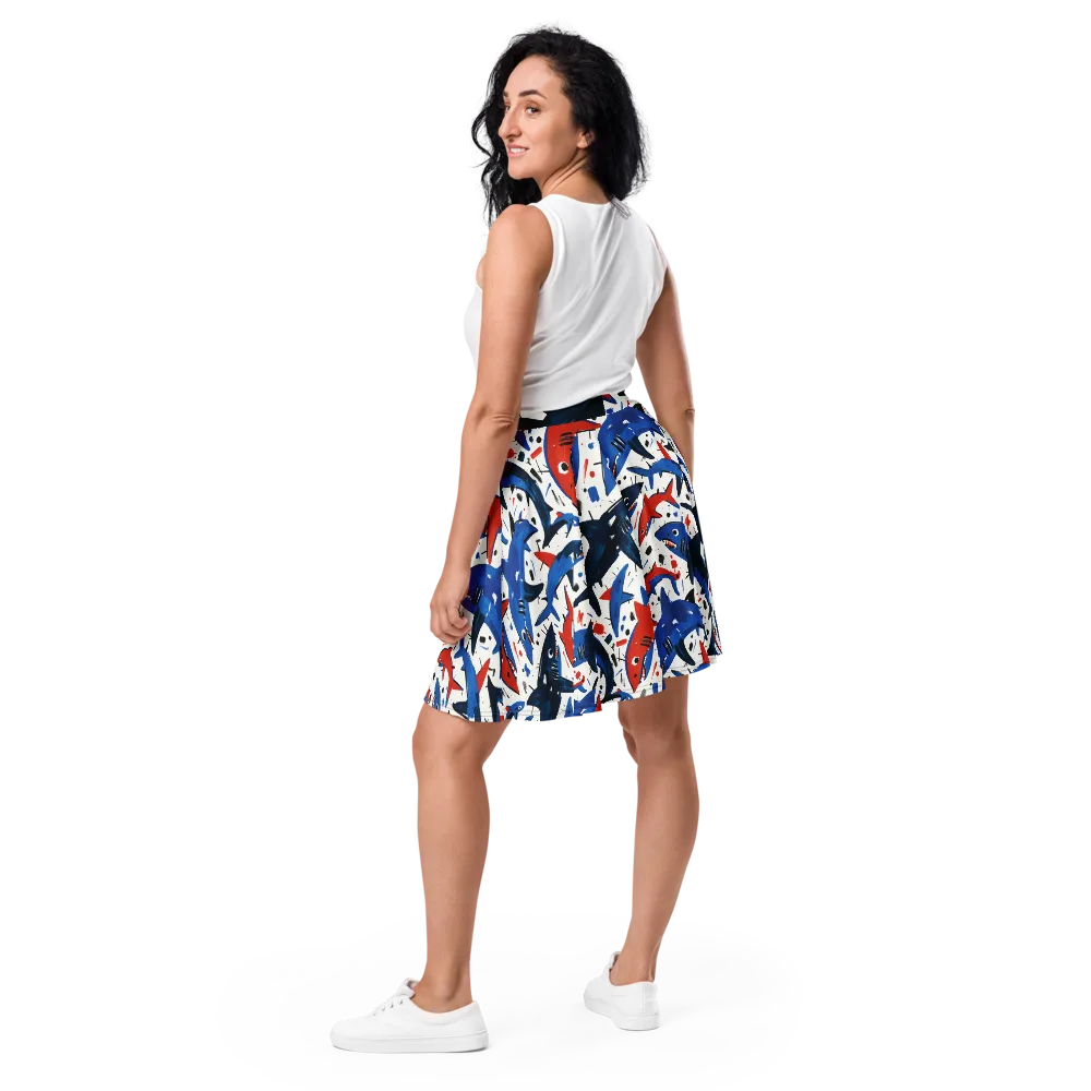 Shark Attack Abstract on Skater Skirt — Back