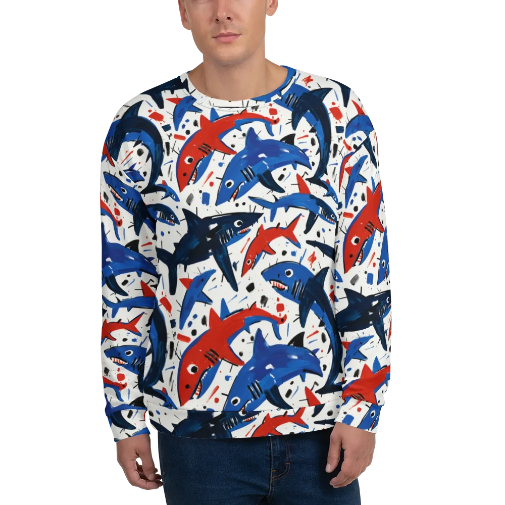 Shark Attack Abstract on Sweatshirt — Front