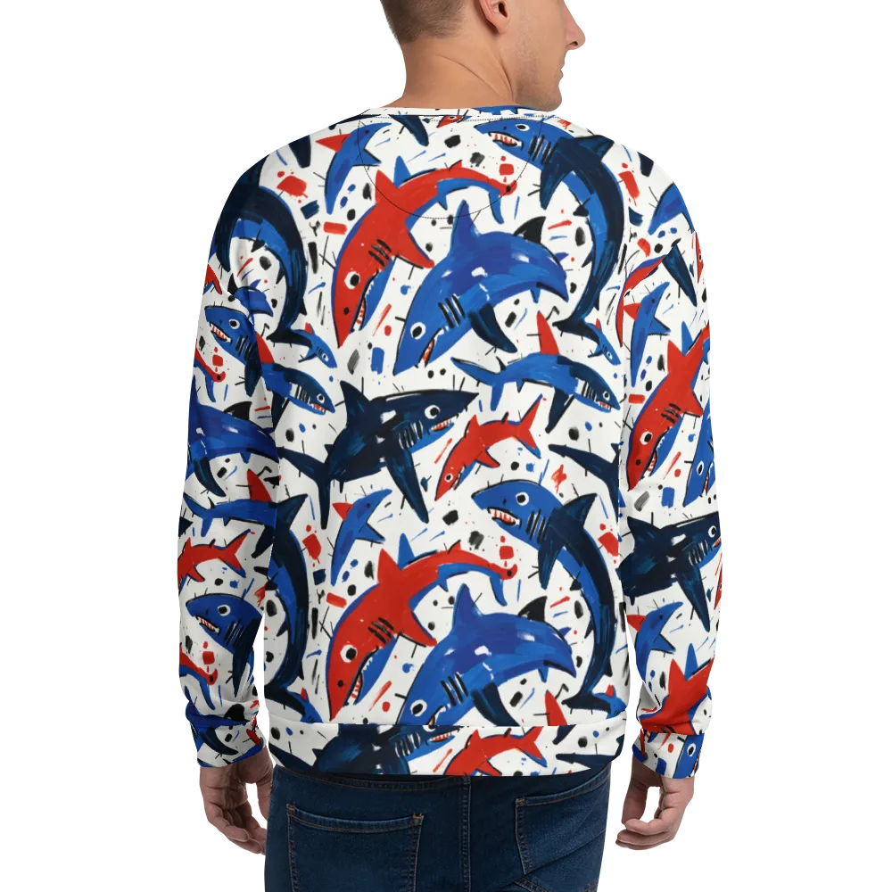 Shark Attack Abstract on Sweatshirt — Back