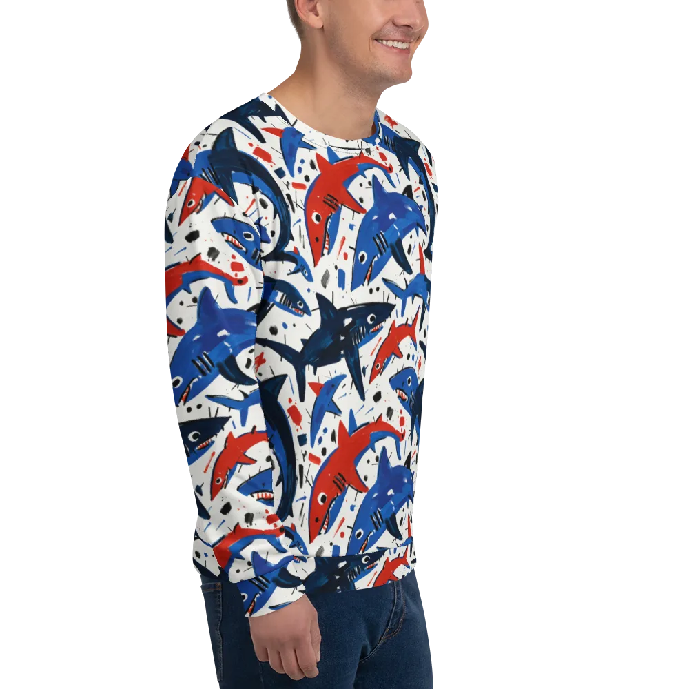 Shark Attack Abstract on Sweatshirt — Right Front