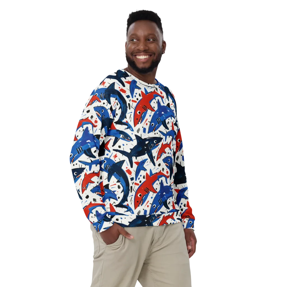 Shark Attack Abstract on Sweatshirt — Front