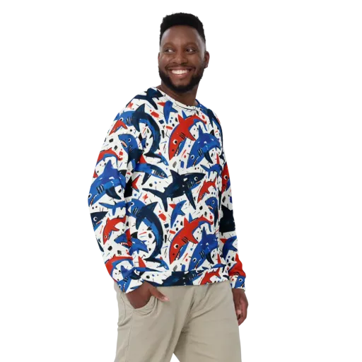 Shark Attack Abstract on a Sweatshirt