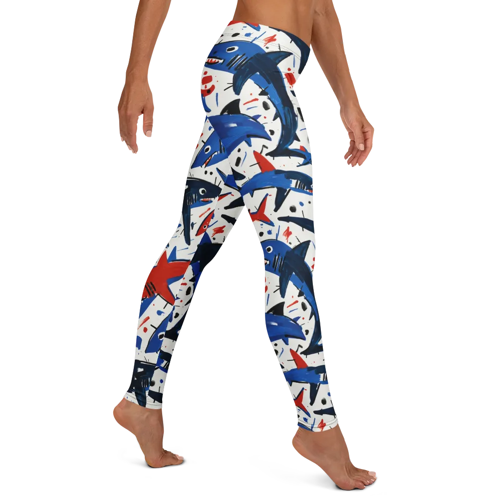 Shark Attack Abstract on Leggings — Right