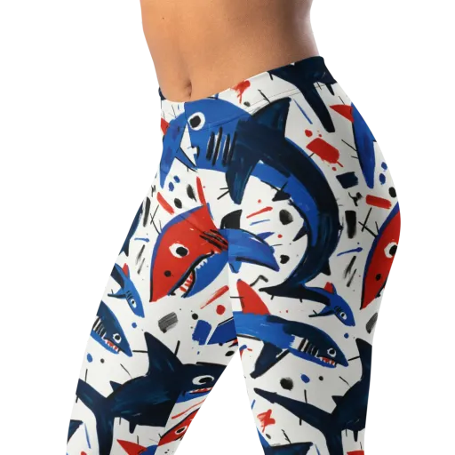 Shark Attack Abstract on a Leggings