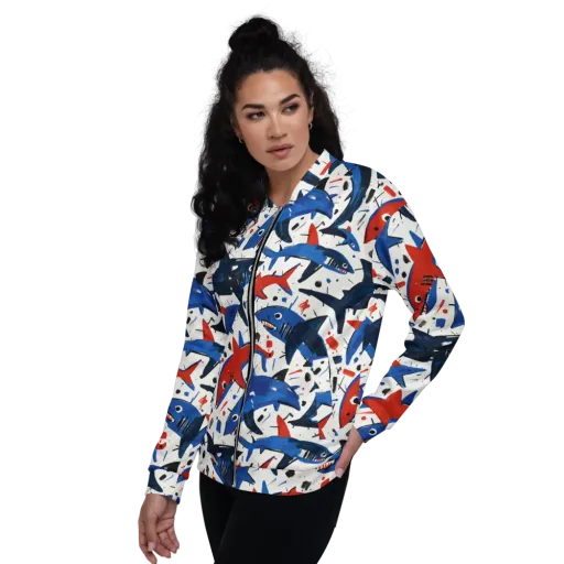 Shark Attack Abstract on a Bomber Jacket