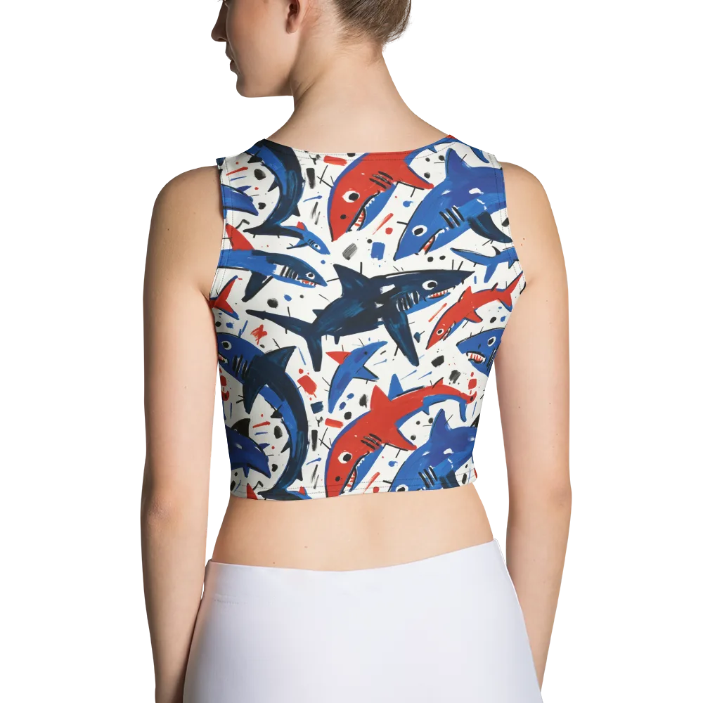 Shark Attack Abstract on Crop Top — Back