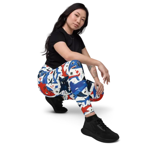 Shark Attack Abstract on a Leggings with Pockets