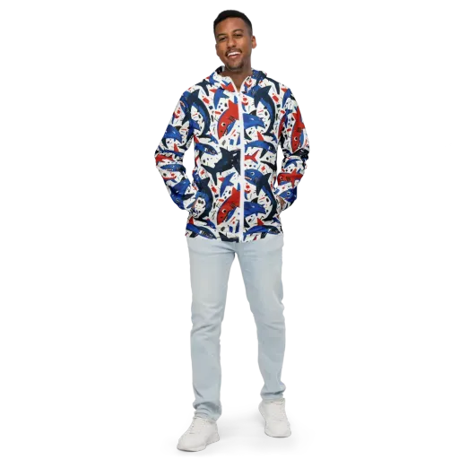 Shark Attack Abstract on a Men's Windbreaker