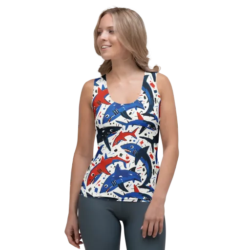 Shark Attack Abstract on a Women's Tank Top
