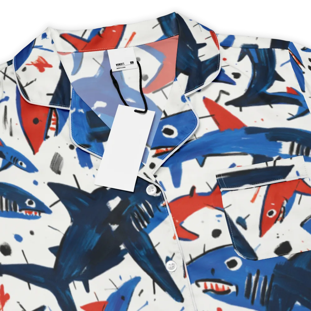 Shark Attack Abstract on Women's Short Sleeve Pajama Top — Product details
