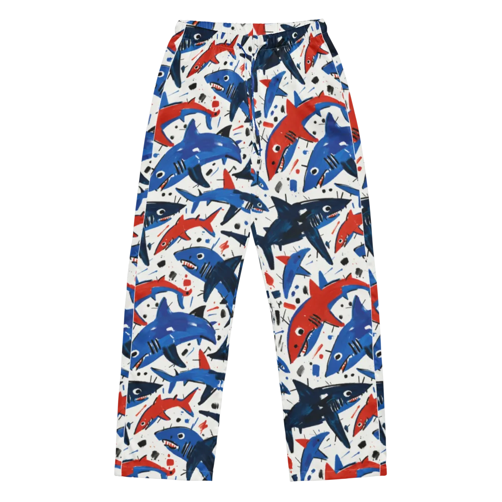 Shark Attack Abstract on Women's Pajama Pants — Front