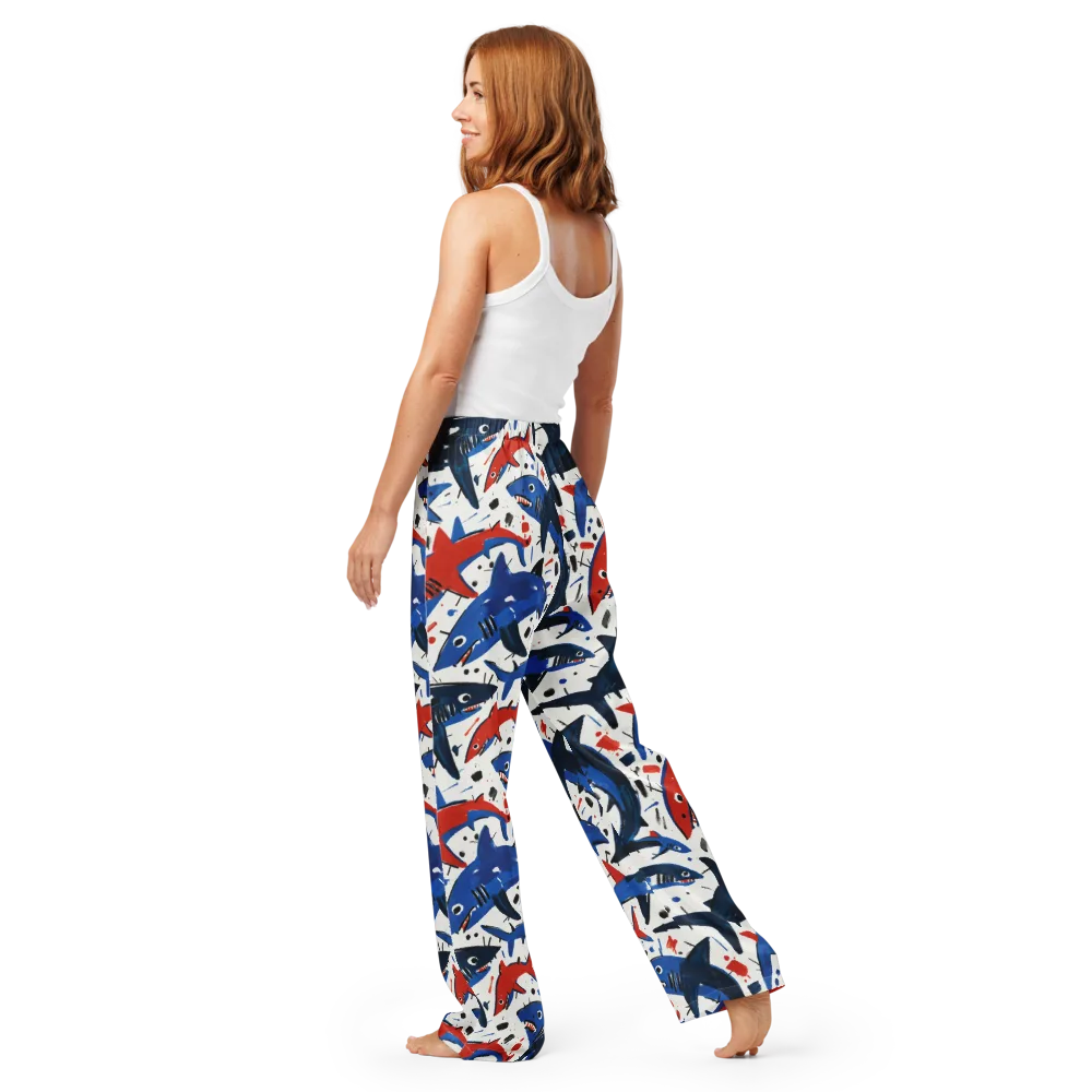 Shark Attack Abstract on Women's Pajama Pants — Back