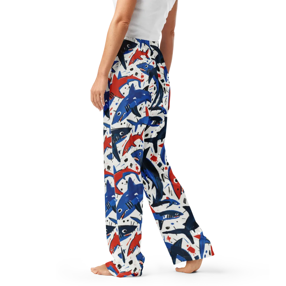 Shark Attack Abstract on Women's Pajama Pants — Left