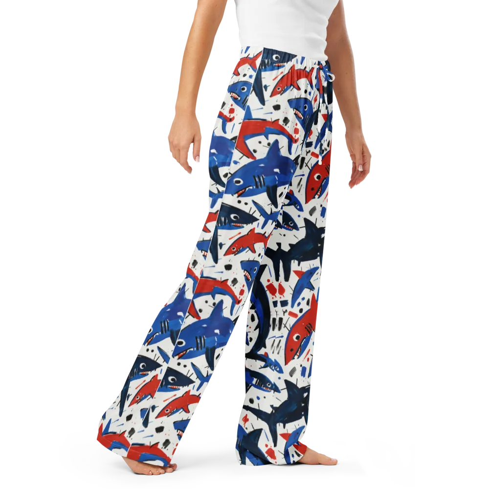 Shark Attack Abstract on Women's Pajama Pants — Right Front