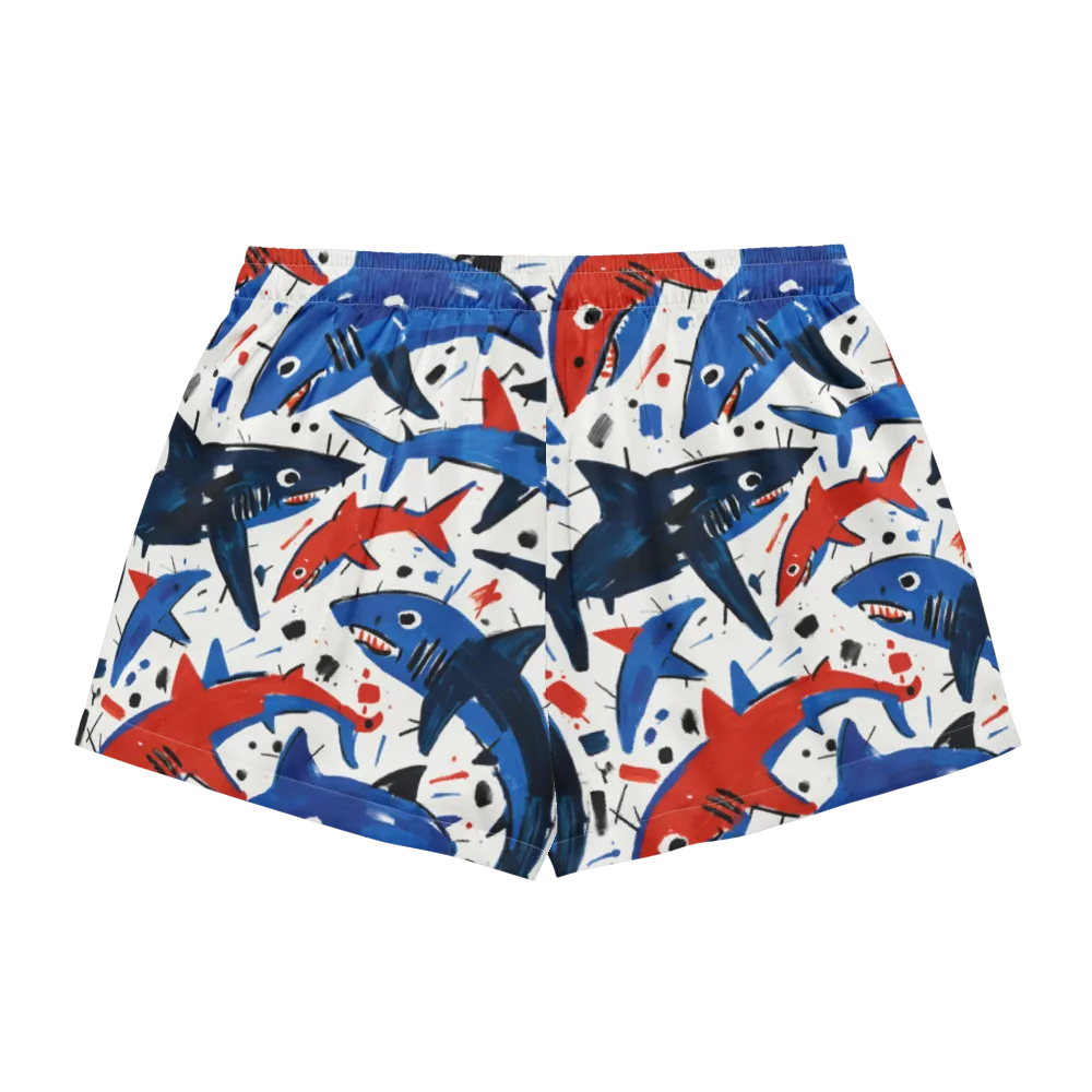 Shark Attack Abstract on Women's Pajama Shorts — Back