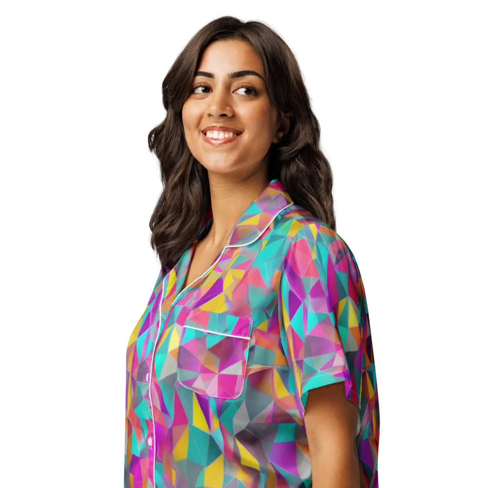 Prism Bazaar on Women's Short Sleeve Pajama Top — Left Front