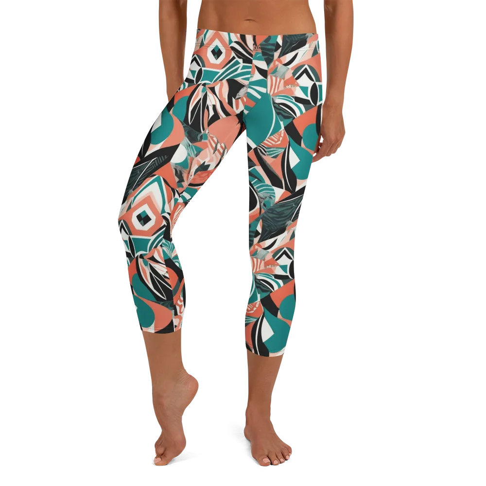 Coral Kinetic on Capri Leggings — Front