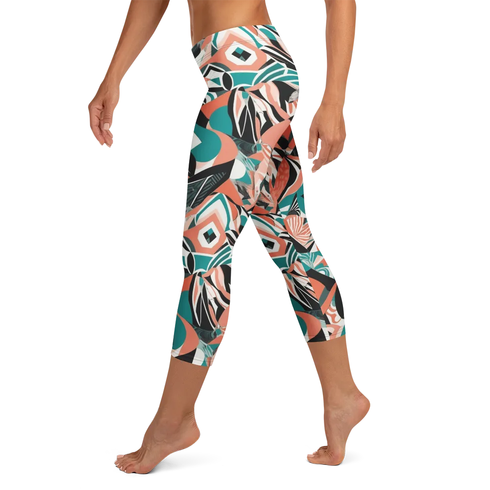 Coral Kinetic on Capri Leggings — Left