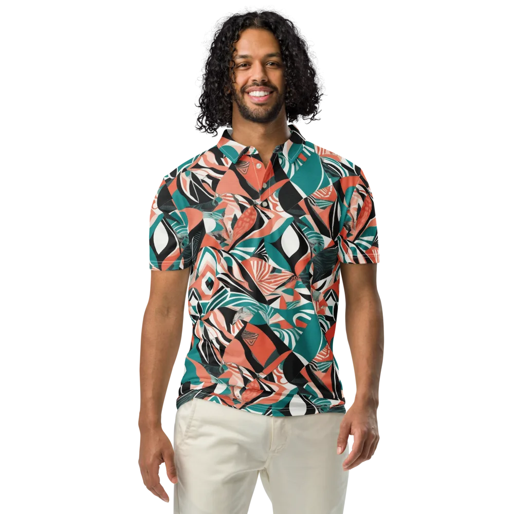 Coral Kinetic on Men's Slim Fit Polo Shirt — Front