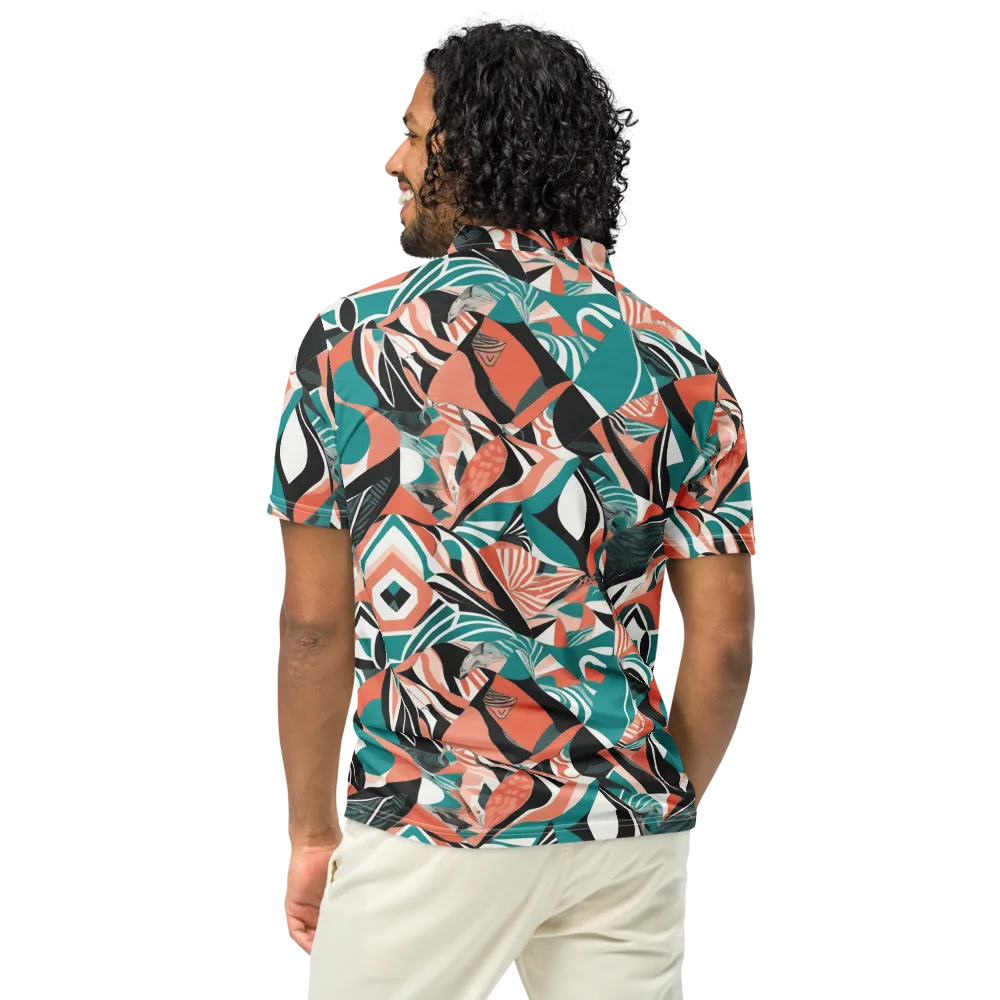 Coral Kinetic on Men's Slim Fit Polo Shirt — Back