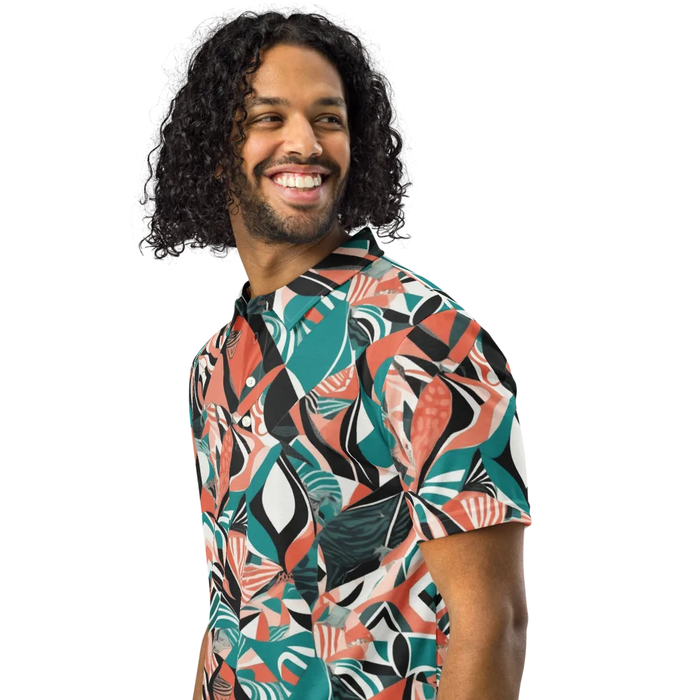 Coral Kinetic on Men's Slim Fit Polo Shirt — Left Front