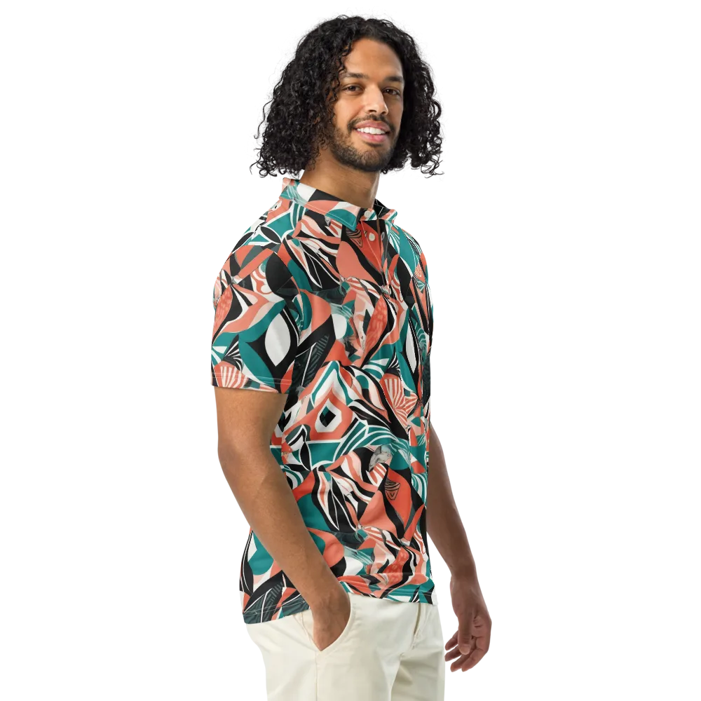 Coral Kinetic on Men's Slim Fit Polo Shirt — Right Front