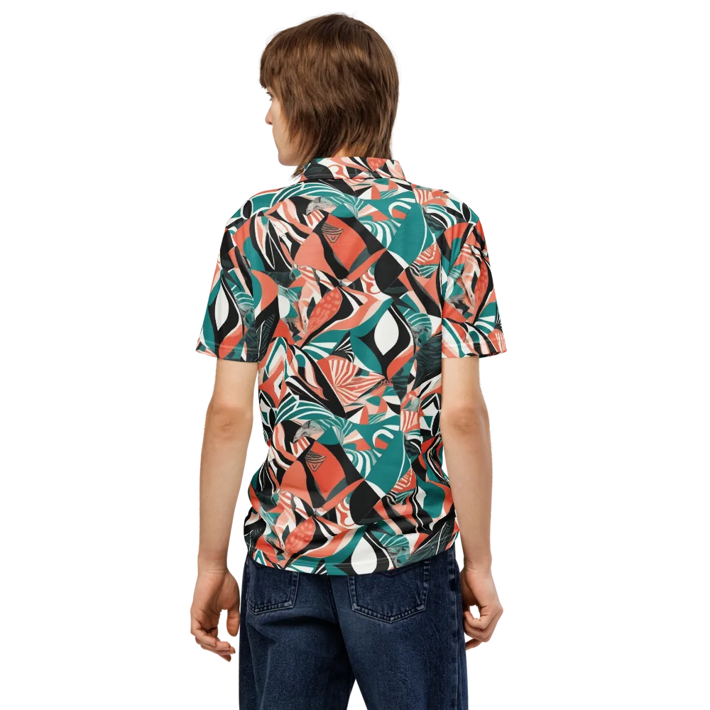 Coral Kinetic on Men's Slim Fit Polo Shirt — Back