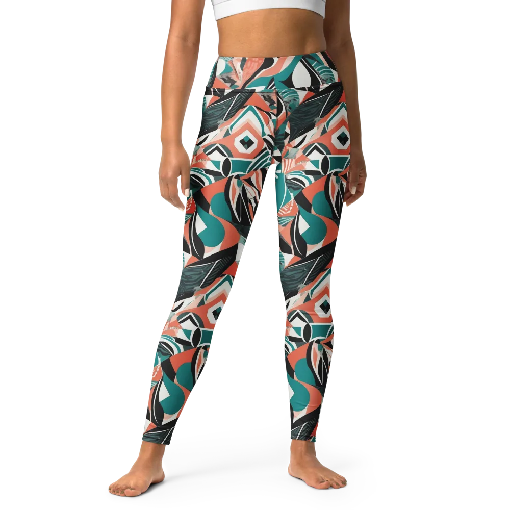Coral Kinetic on Yoga Leggings — Front