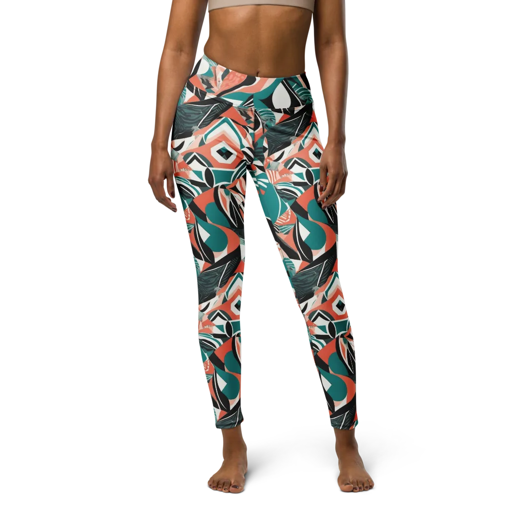Coral Kinetic on Yoga Leggings — Front