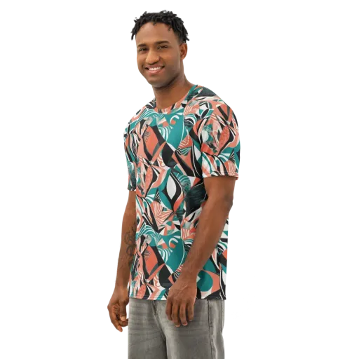 Coral Kinetic on a Men's Cotton Crew Neck T-Shirt