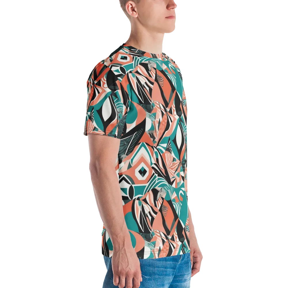 Coral Kinetic on Men's Crew Neck T-Shirt — Right