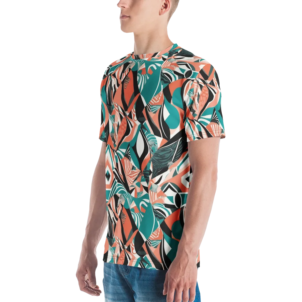 Coral Kinetic on Men's Crew Neck T-Shirt — Left