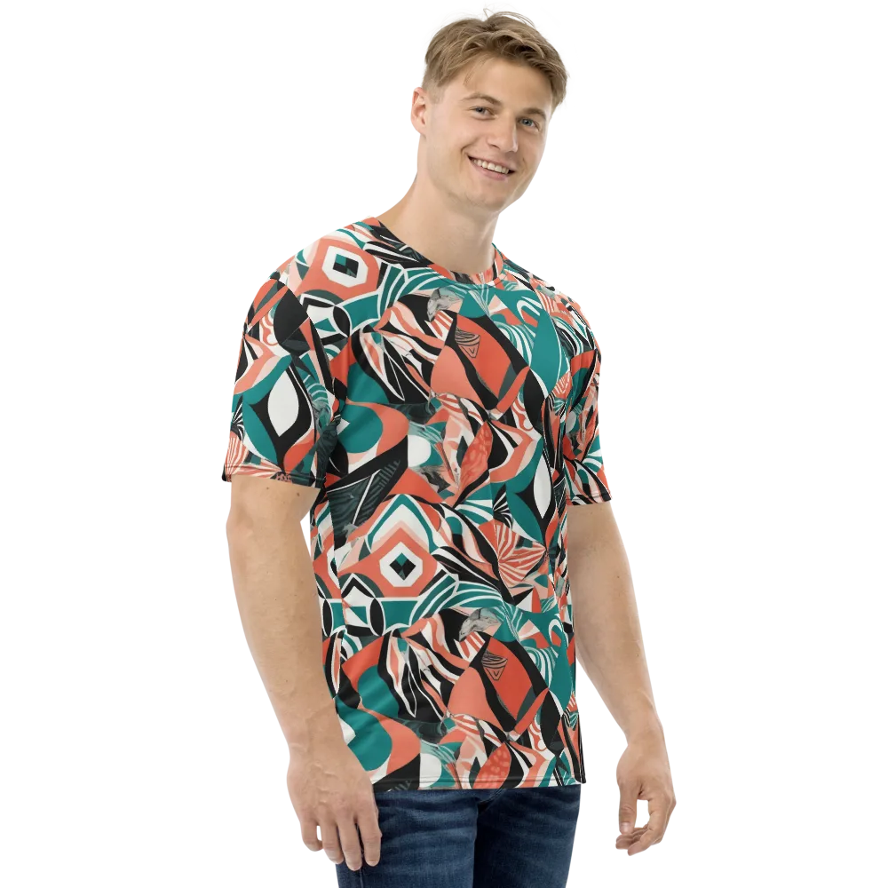 Coral Kinetic on Men's Crew Neck T-Shirt — Right