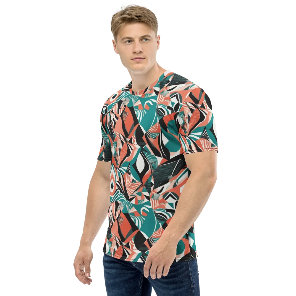 Coral Kinetic on Men's Crew Neck T-Shirt — Left