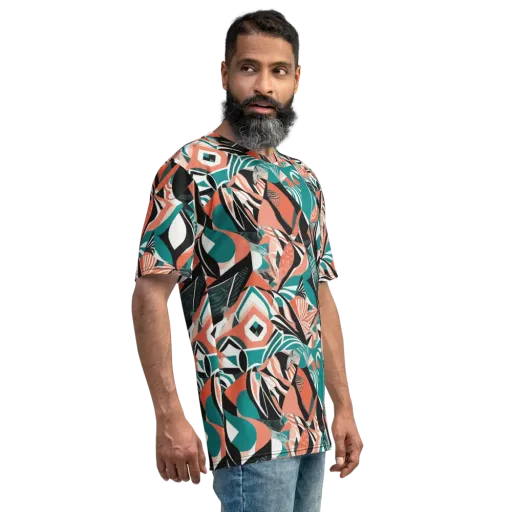 Coral Kinetic on a Men's Crew Neck T-Shirt