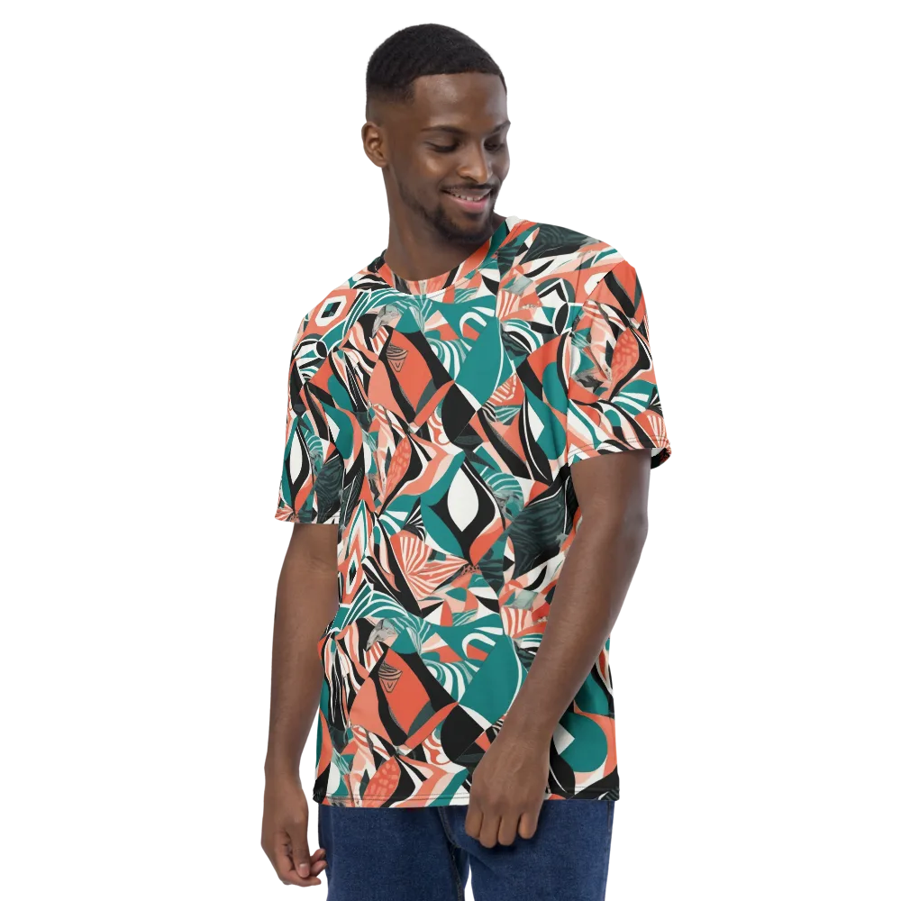 Coral Kinetic on Men's Crew Neck T-Shirt — Left