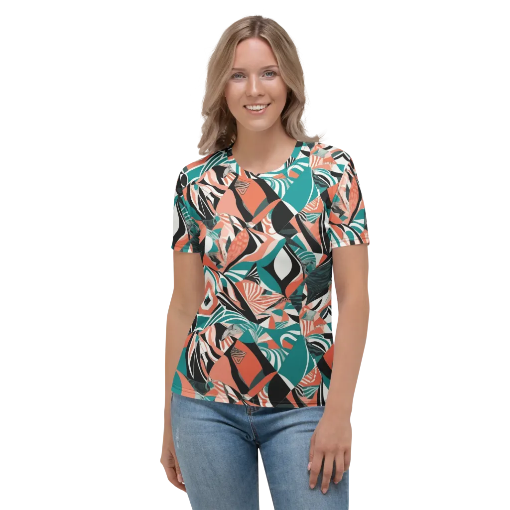 Coral Kinetic on Women's Crew Neck T-Shirt — Front
