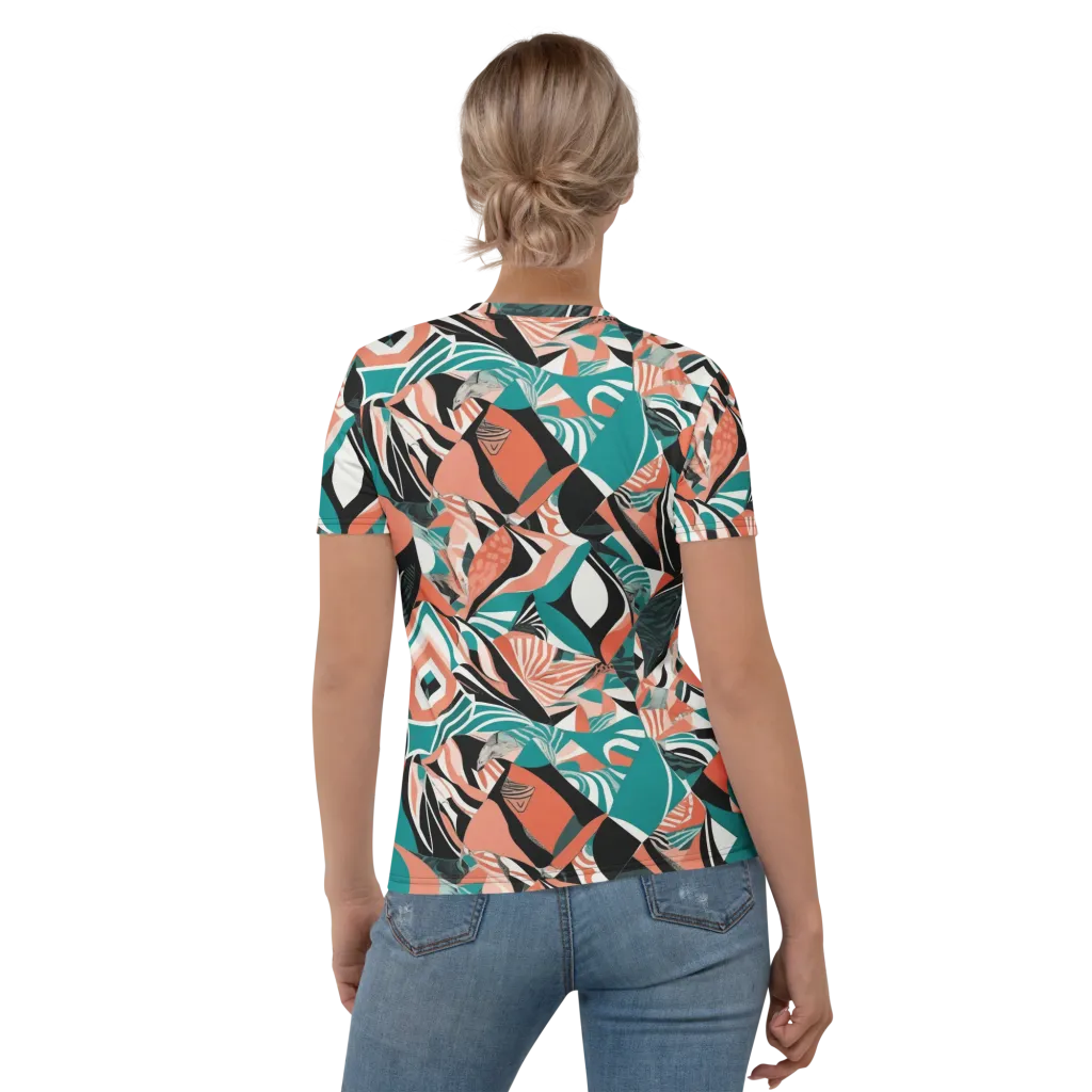 Coral Kinetic on Women's Crew Neck T-Shirt — Back