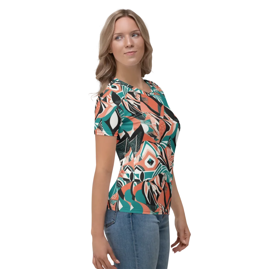 Coral Kinetic on Women's Crew Neck T-Shirt — Right